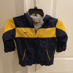 Nike Toddler Kids Full Zip Jacket Size 4T / 5T Blue Yellow Lined Hoodie